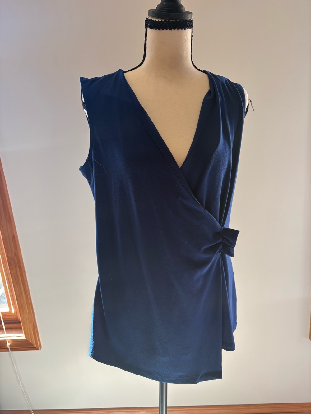 Alfani Navy Wrap-Front Sleeveless Camisole with Side Bow